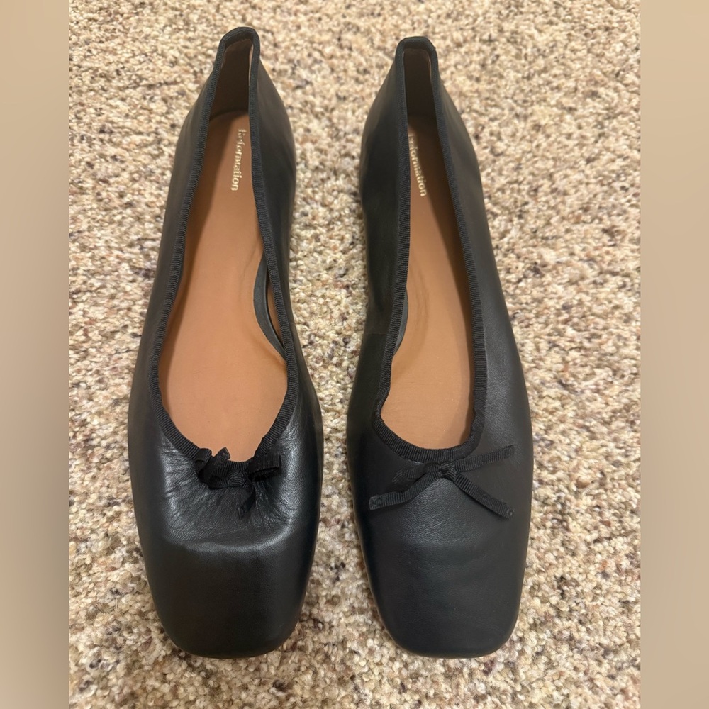 Reformation Black Leather Flats